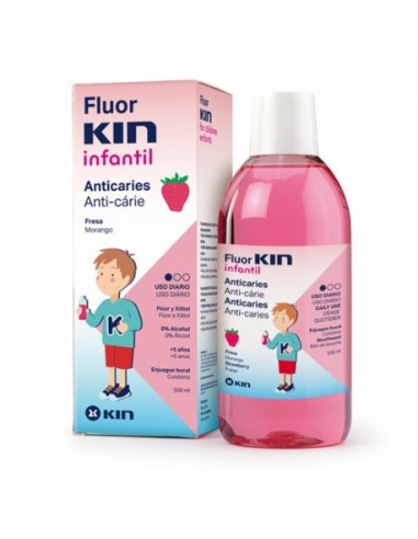 FLUOR KIN INFANTIL ENJUAGUE BUCAL 1 FRASCO 500 ml SABOR FRESA