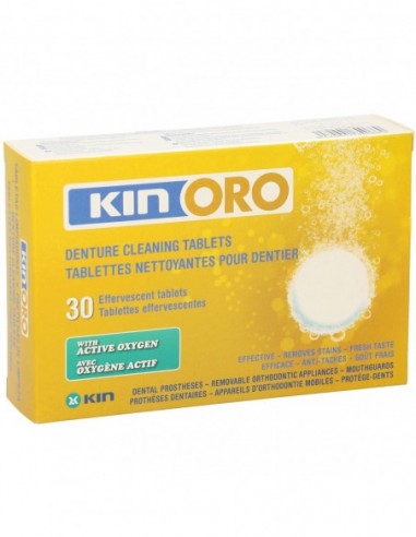 Kin Oro Tabletas Limpiadoras Limpieza Protesis Dental 30 Tabletas 2 Unidades