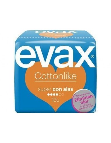 Compresas Higienicas Femeninas Evax Cottonlike Super Con Alas 12 Compresas