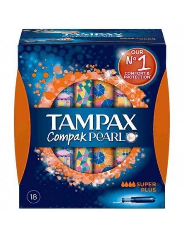 Tampax Compak Pearl Tampon 100%Algodon 16 Unidades Super Plus