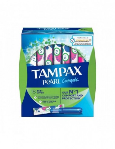 Tampax Compak Pearl Tampon 100%Algodon 16 Unidades Super