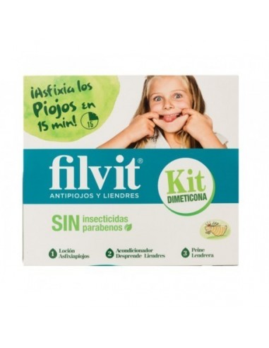 Filvit Kit Sin Insecticidas Locion Asfixiapiojos Acondicionador Desprendeliendres 2 Envases 125 Ml