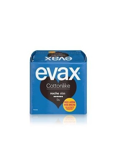 Compresas Higienicas Femeninas Evax Cottonlike Noche Con Alas 14 Compresas