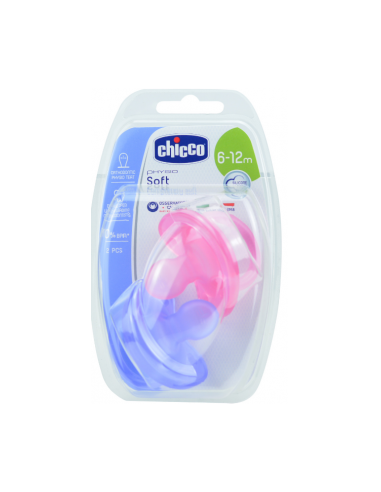 Chupete Silicona Chicco Physio Soft Todogoma + 12 Meses 2 Unidades Niña