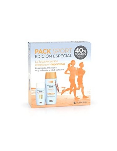 PACK SPORT FOTOPROTECTOR ISDIN FUSION SPF50+ GEL 1 ENVASE 100 ML + WATER 1 ENVASE 50 ML