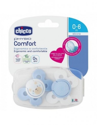 Chupete Silicona Chicco Physio Comfort 0 - 6 Meses 2 Unidades Niño