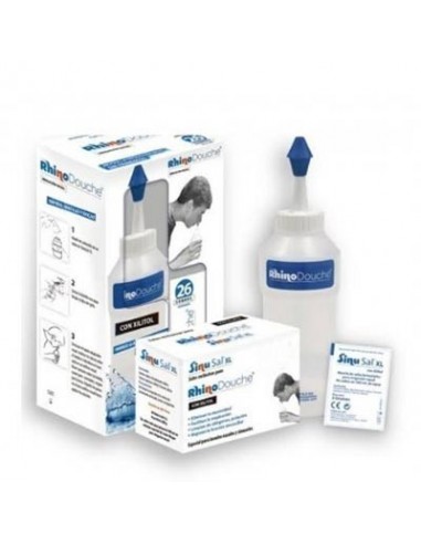 Rhinodouche Pack Irrigador Nasal + Sinusal Xl 1 Envase 500 Ml + 26 Sobres 5 G