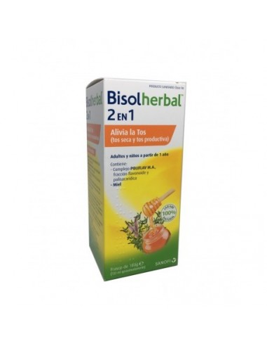 Bisolherbal 2 En 1 Miel Fracciones De Tomillo Y Llanten Jarabe 1 Frasco 180 G