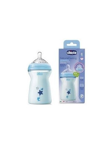 BIBERON PLASTICO T SILICONA CHICCO NATURALFEELING AZUL 6M+ 330 ML FLUJO RAPIDO