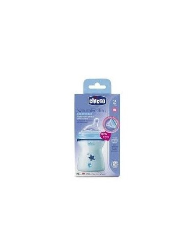 Biberon Plastico T Silicona Chicco Naturalfeeling Azul 2M+ 250 Ml Flujo Medio