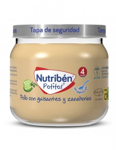 Nutriben Potito Inicio A La Carne Pollo Con Guisantes Y Zanahorias 1 Envase 120 G