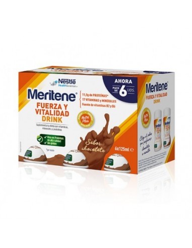 Meritene Fuerza Y Vitalidad Drink 6 Unidades 125 Ml Pack Sabor Chocolate