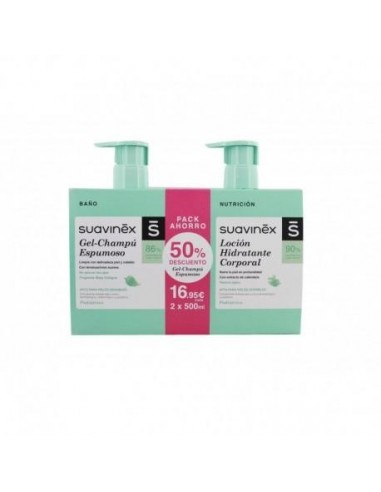 Suavinex Duplo Gel Espumoso + Locion 1 Envase 500 Ml + 1 Envase 500 Ml Pack