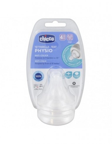 Tetina Silicona Flujo Rapido Chicco Physio + 4 Meses 2 Unidades