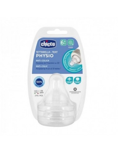 Tetina Silicona Flujo Papilla Chicco Physio + 6 Meses 2 Unidades