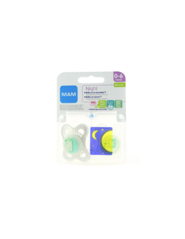 Chupete Silicona Simetrica Mam Original Night 0+ A 2 U Pack Doble