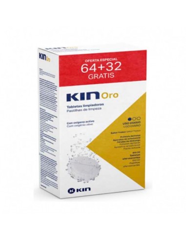 KIN ORO TABLETAS LIMPIADORAS LIMPIEZA PROTESIS DENTAL 64 + 32 TABLETAS