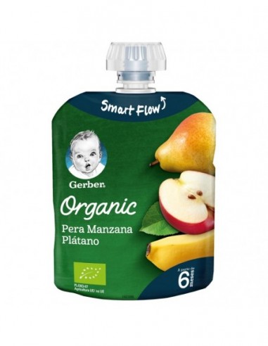 Gerber Organic Pera Manzana Platano 1 Pouch 90 G