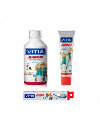 Vitis Junior Pack Promoprocional 1 Colutorio 50 Ml + 1 Envase Gel Dentifrico 75 Ml + 1 Cepillo