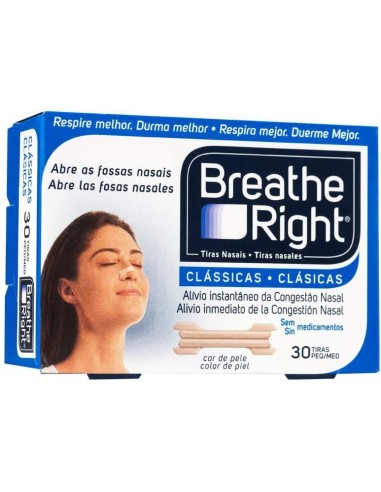 Breathe Right Clasicas Tira Adh Nasal 30 Unidades Talla Pequeña-Mediana