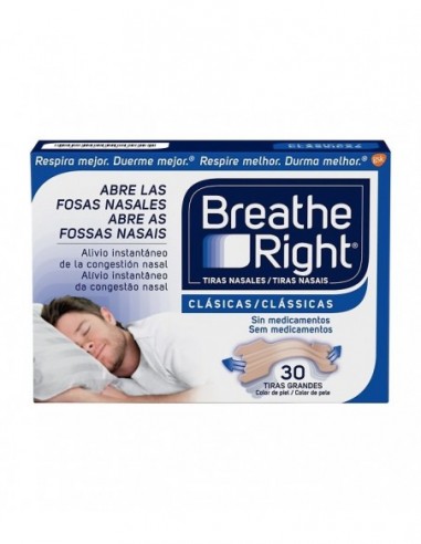 Breathe Right Clasicas Tira Adh Nasal 30 Unidades