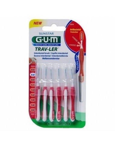 Cepillo Interdental Gum 1314 Trav-Ler 0.8 Mm 6 Unidades