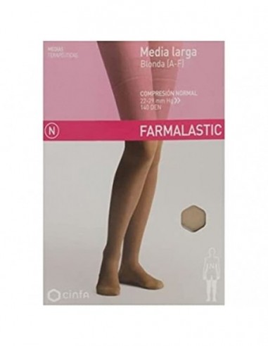 Media Larga Blonda (A-F) Compresion Normal Farmalastic 2 Unidades Talla Reina Color Beige