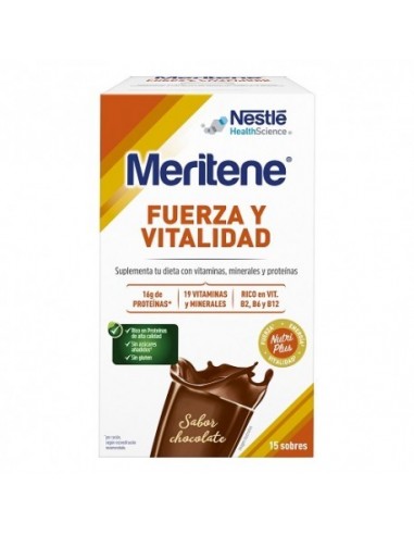 MERITENE FUERZA Y VITALIDAD BATIDO 15 SOBRES 30 G SABOR CHOCOLATE