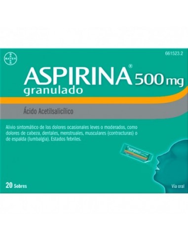 Aspirina 500 Mg 20 Sobres Granulado Oral