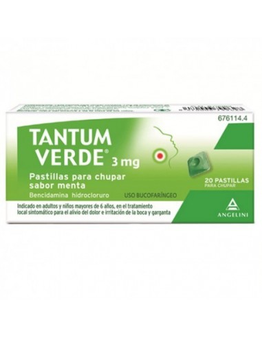 Tantum Verde 3 Mg 20 Pastillas Para Chupar (Sabor Menta)