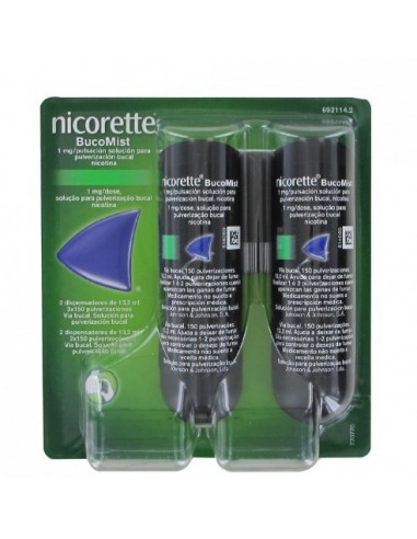 Nicorette Bucomist 1 Mg/Pulsacion Solucion Para Pulverizacion Bucal 2 Envases 13,2 Ml (150 Dosis)