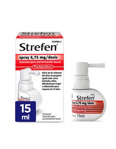 Strefen Spray 8,75 Mg/Dosis Solucion Para Pulverizacion Bucal Sabor Menta 1 Frasco 15 Ml