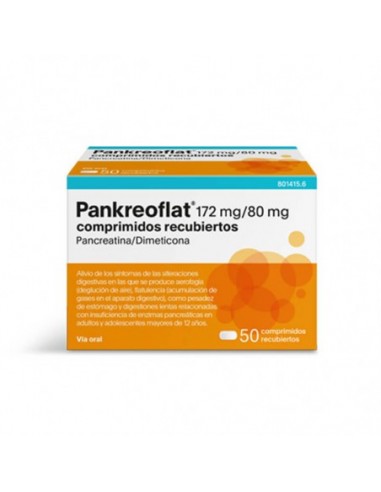 Pankreoflat 172 Mg/80 Mg 50 Comprimidos Recubiertos