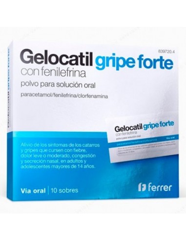 Gelocatil Gripe Forte Con Fenilefrina 10 Sobres Polvo Para Solucion Oral