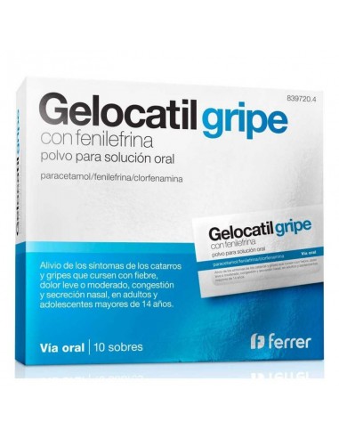 Gelocatil Gripe Forte Con Fenilefrina 10 Sobres Granulado Para Solucion Oral