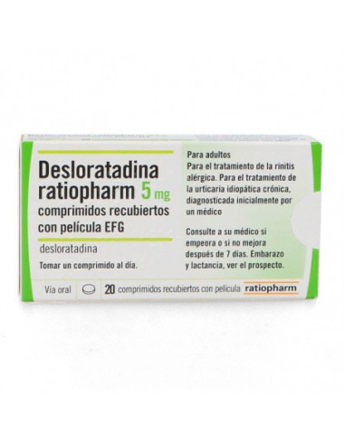 Desloratadina Ratiopharm Efg 5 Mg 20 Comprimidos Recubiertos