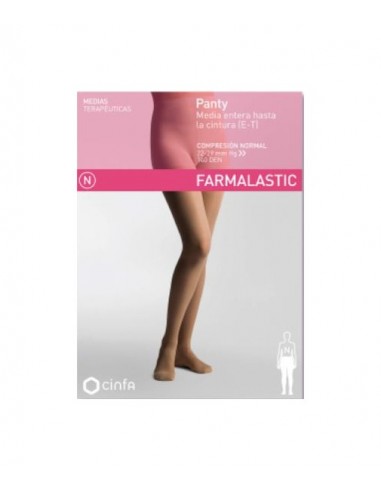 Panty Media Hasta La Cintura (E-T) Compresion Normal Farmalastic 1 Unidad Talla Mediana Color Camel