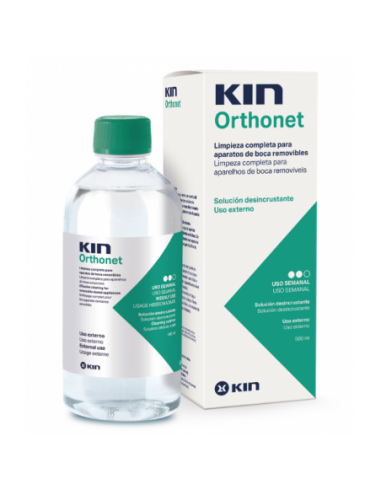 Kin Orthonet Desincrustante Semanal Limpieza Protesis Dental 1 Frasco 500 Ml