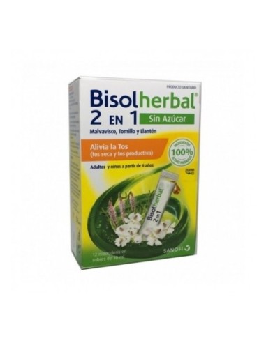 Bisolherbal 2 En 1 Malvavisco, Tomillo Y Llanten 12 Sobres Monodosis 10 Ml