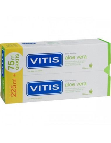 Vitis Aloe Vera Pasta Dentifrica 2 Envases 150 Ml Sabor Manzana