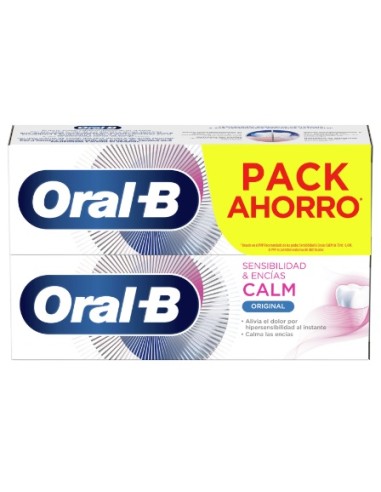 ORAL-B PASTA SENSIBILIDAD & ENCIAS CALM ORIGINAL 2 TUBOS 75 ml PACK AHORRO