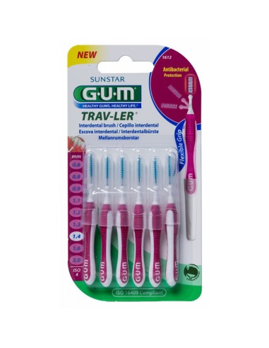 Cepillo Interdental Viaje Gum 1612 Trav-Ler Cilindrico 1.4 Mm 6 Unidades