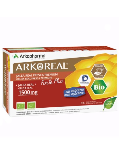 ARKOREAL JALEA REAL FORTE PLUS SIN AZUCAR 1500 MG 20 AMPOLLAS