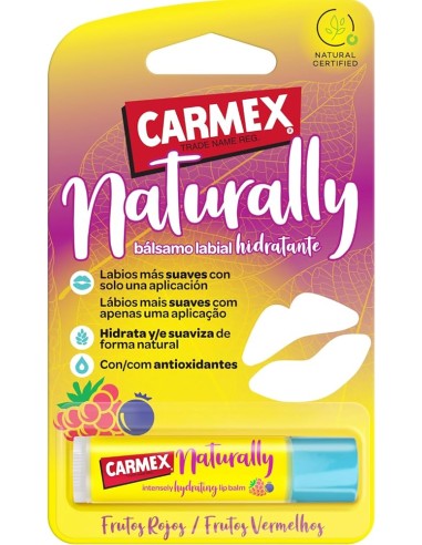 CARMEX NATURALLY BALSAMO LABIAL HIDRATANTE 1 STICK 4,25 G SABOR FRUTOS ROJOS