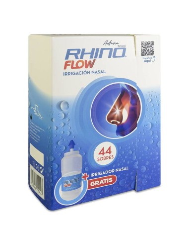 RHINOFLOW ESTUCHE + IRRIGADOR NASAL 44 SOBRES 3 G + 1 BOTELLA 300 ML