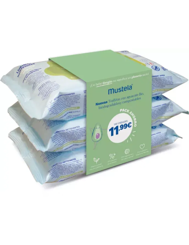 MUSTELA TRIPACK TOALLITAS BIO