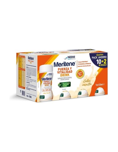 MERITENE DRINK FUERZA Y VITALIDAD VAINILLA 10+2