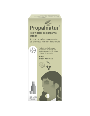 PROPALNATUR TOS Y DOLOR DE GARGANTA 1 BOTELLA 120 ML JARABE SABOR LIMON Y CEREZA