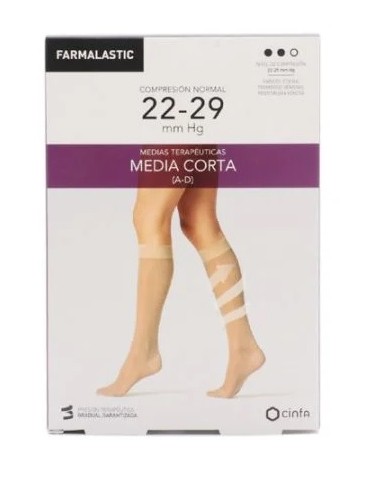 Media Corta (A-D) Compresion Normal Farmalastic 2 Unidades Talla Reina Plus Color Beige