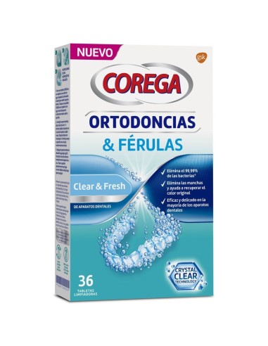 Corega Ortodoncias & Ferulas 36 Tabletas Limpiadoras